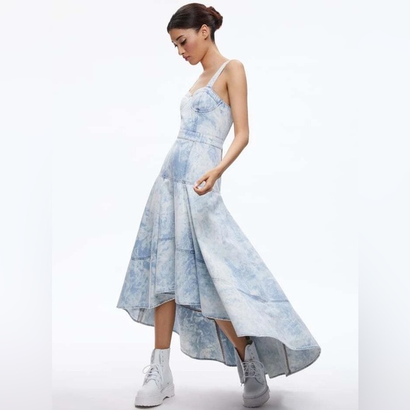 Alice + Olivia Donella Denim Bustier High Low Dress - 2 - Picture 6 of 6